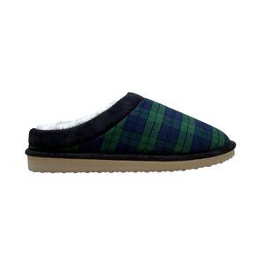 Club Room Mens Green & Blue Plaid Indoor/Outdoor Comfort Slippers Sz 10-11 Wide